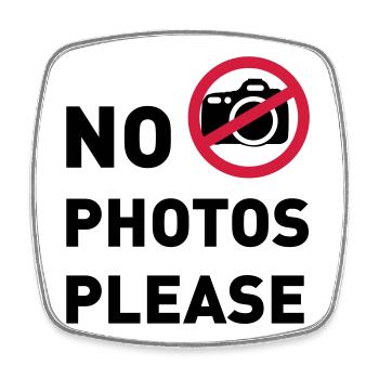 no photos, keine Fotos, VIP - Viereckiger Kühlschrankmagnet - Weiß - Vorne