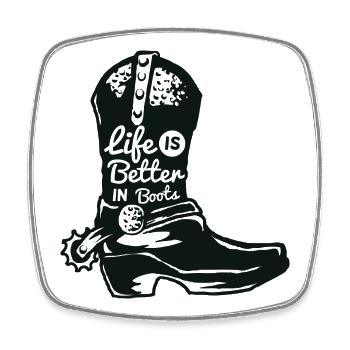 Boots cowboy western horse spur saying gift - Square fridge magnet - white - Front