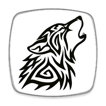 Hurlement de loup tribal - Magnet carré - blanc - Devant
