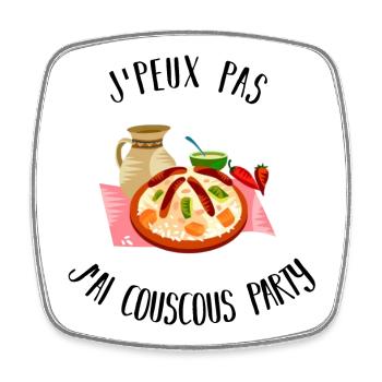 Ich kann keine Couscous-Party feiern - Viereckiger Kühlschrankmagnet - Weiß - Vorne