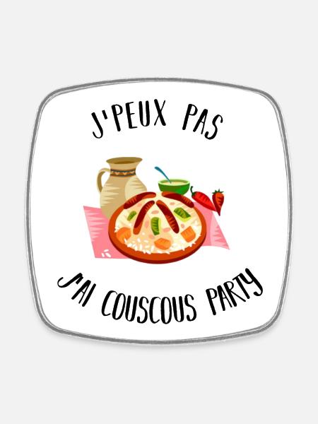 I can't I have couscous party - Square fridge magnet - white