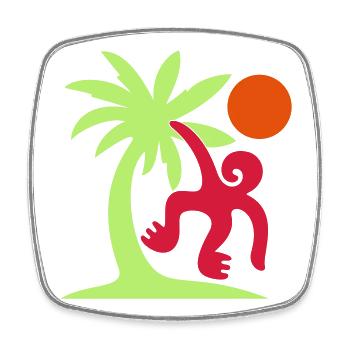 Affe Palme Sonne - Viereckiger Kühlschrankmagnet - Weiß - Vorne