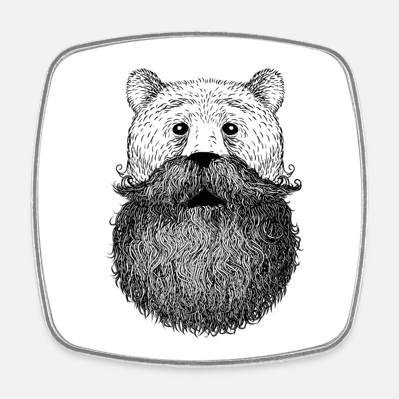 Bear or beard - Square fridge magnet - white