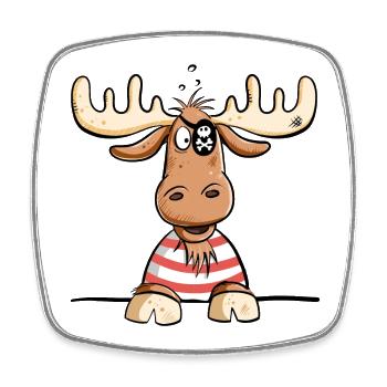 Funny Moose Pirate I Pirate Comic I Cadeau amusant - Magnet carré - blanc - Devant