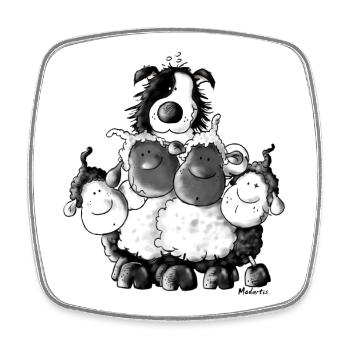Border Collie und Schafe - Hütehund - Viereckiger Kühlschrankmagnet - Weiß - Vorne