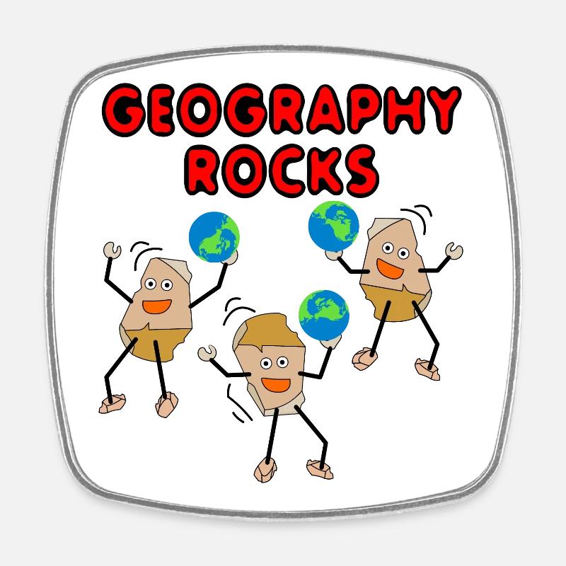 Geography Rocks - Square fridge magnet - white