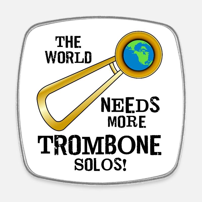 Trombone Solos - Square fridge magnet - white