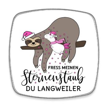Paresseux licorne stardust noël hiver - Magnet carré - blanc - Devant