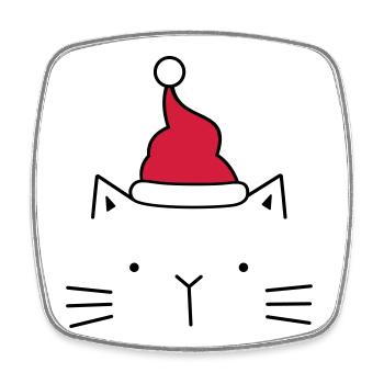 Katze Nikolaus Weihnachtsmann Mütze Weihnachten - Viereckiger Kühlschrankmagnet - Weiß - Vorne