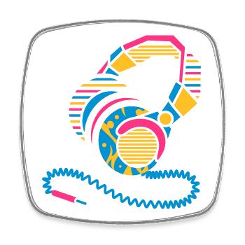 Headphones of patterns and stripes - Square fridge magnet - white - Front