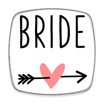 Coeur de mariée cupidon arrow enterrement de vie de garçon - Magnet carré - blanc - Devant