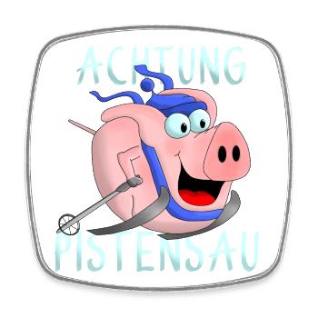 Achtung Pistensau - Viereckiger Kühlschrankmagnet - Weiß - Vorne