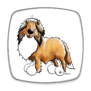Happy Collie - Langhaarcollie - Viereckiger Kühlschrankmagnet - Weiß - Vorne