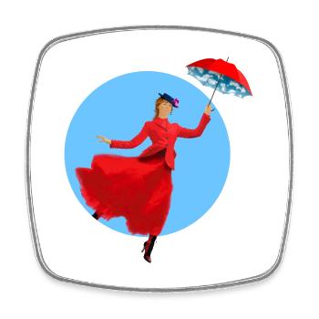 Rote Dame mit Regenschirm-Twist - Viereckiger Kühlschrankmagnet - Weiß - Vorne