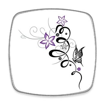 Ornament with butterfly and flowers - Square fridge magnet - white - Front