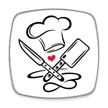 Chapeau de chef de cuisine chef cuisinier couteau infinity icon - Magnet carré - blanc - Devant