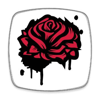 Une rose comme un graffiti - Magnet carré - blanc - Devant