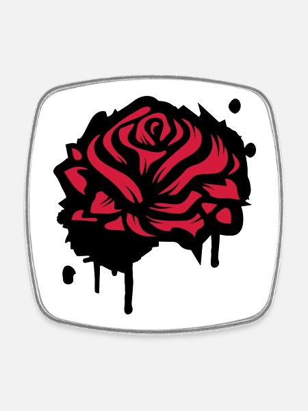 Une rose comme un graffiti - Magnet carré - blanc