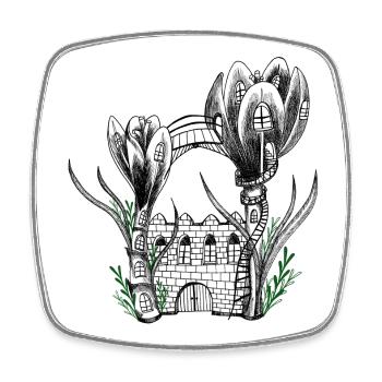 Garden Flower Castle - Magnet carré - blanc - Devant
