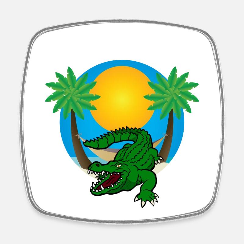 Palm trees with crocodile - Square fridge magnet - white