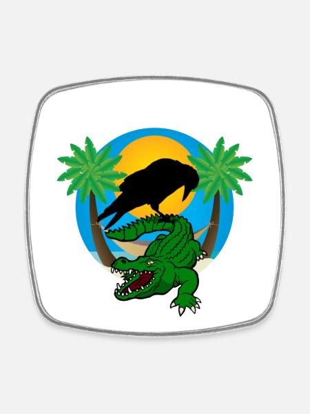 Plastic palm trees - Square fridge magnet - white