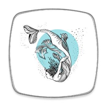 mermaid mermaid illustration girl water lol - Square fridge magnet - white - Front