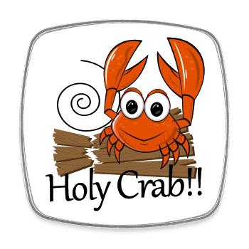 Holy Crab Pun Crab - Square fridge magnet - white - Front