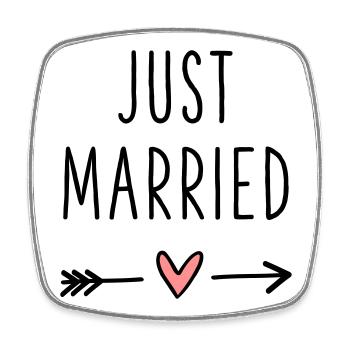 Just Married Herz Pfeil Liebe Hochzeitsreise - Viereckiger Kühlschrankmagnet - Weiß - Vorne