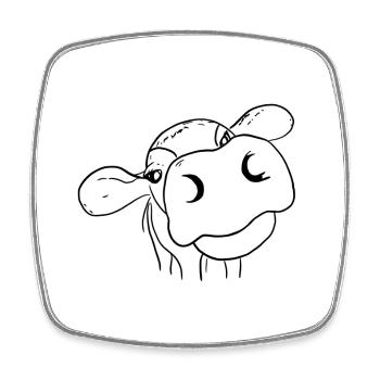 Kuh Kopf – Lustiges Bauernhof Motiv - Viereckiger Kühlschrankmagnet - Weiß - Vorne