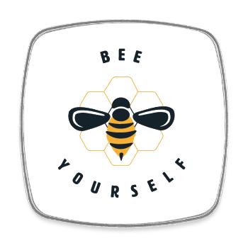 motif bee yourself - lettrage de motivation abeilles - Magnet carré - blanc - Devant