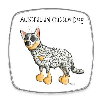 Bouvier Australien - Australian Cattle Dog - Magnet carré - blanc - Devant