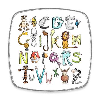 Colorful Animal Alphabet - Square fridge magnet - white - Front
