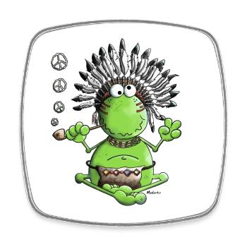 Peace Frosch - Viereckiger Kühlschrankmagnet - Weiß - Vorne