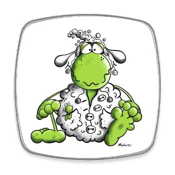 Frosch im Schaffell - Viereckiger Kühlschrankmagnet - Weiß - Vorne