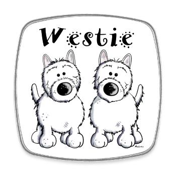Mignon West Highland Terrier - Magnet carré - blanc - Devant