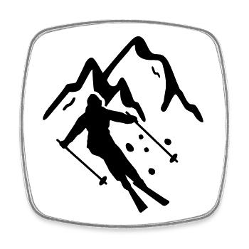 Skifahren - Viereckiger Kühlschrankmagnet - Weiß - Vorne