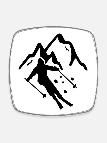 ski - Magnet carré - blanc