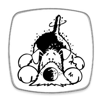 Verträumter Airedale Terrier - Viereckiger Kühlschrankmagnet - Weiß - Vorne