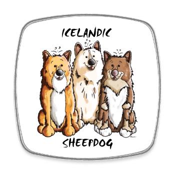 Islandhund Trio - Square fridge magnet - white - Front
