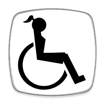 Illustration de dame en fauteuil roulant # - Magnet carré - blanc - Devant