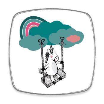 Happy Unicorn - Square fridge magnet - white - Front
