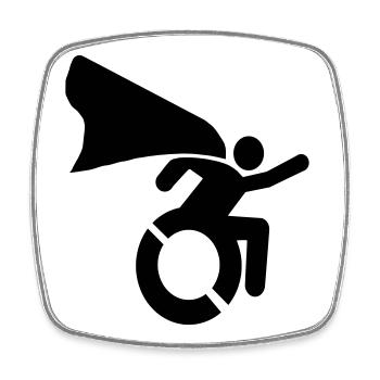 en fauteuil roulant # - Magnet carré - blanc - Devant