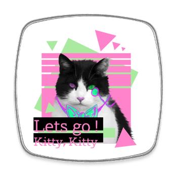 Lets go kitty, kitty - Viereckiger Kühlschrankmagnet - Weiß - Vorne