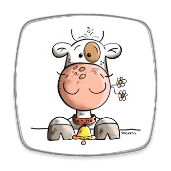 Mignon Vache - Magnet carré - blanc - Devant