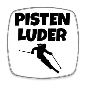 Pistenluder Apres-Ski Skifahrerin - Viereckiger Kühlschrankmagnet - Weiß - Vorne