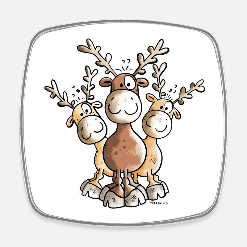 Alces alces - Magnet carré - blanc