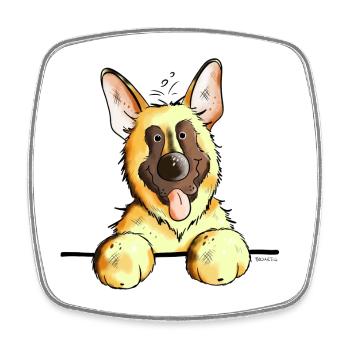 Funny German Shepherd - Square fridge magnet - white - Front