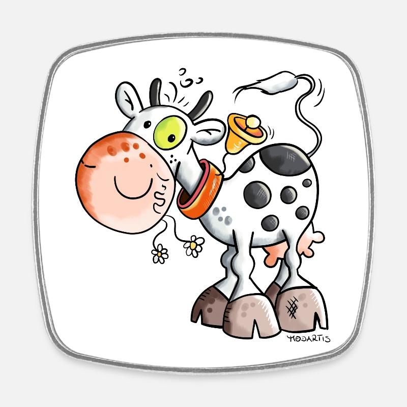 Cute Cow - Square fridge magnet - white