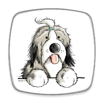 Happy Bearded Collie - Magnet carré - blanc - Devant