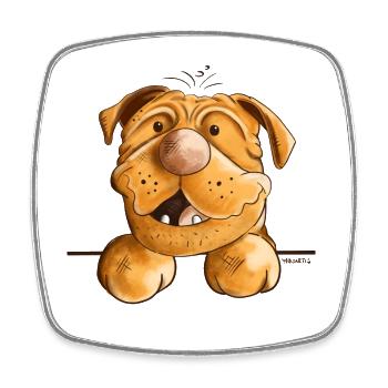 Happy Dogue de Bordeaux - Magnet carré - blanc - Devant